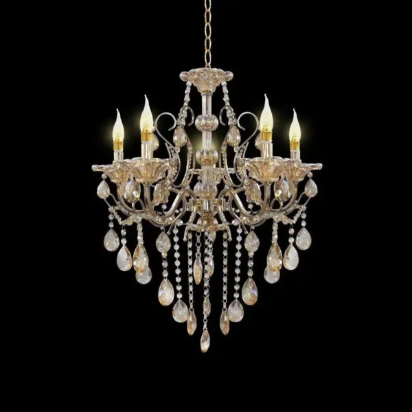 Candelabru Imperial 5xE14, Auriu, Metal si Cristal