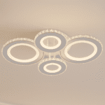 Lustra LED cu telecomanda si cristal NOVA ROTONDA RGB 82W, 4 Cercuri, lumina Rece/Calda/Neutra, Dimabila, Alb - imagine 4