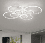 Lustra LED cu telecomanda BETTY 127W, 8 Cercuri, lumina Rece/Calda/Neutra, Dimabila, Alb