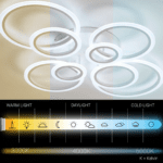 Lustra LED cu telecomanda BETTY 127W, 8 Cercuri, lumina Rece/Calda/Neutra, Dimabila, Alb - imagine 3