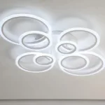 Lustra LED cu telecomanda BETTY 127W, 8 Cercuri, lumina Rece/Calda/Neutra, Dimabila, Alb - imagine 4