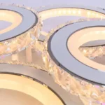 Lustra LED cu telecomanda si cristal NOVA ROTONDA RGB 82W, 4 Cercuri, lumina Rece/Calda/Neutra, Dimabila, Alb - imagine 2