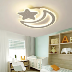 Lustra LED Nova cu Telecomanda, 89W, Dimabil, Forma Luna si Stea, Alb - imagine 3