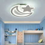 Lustra LED Nova cu Telecomanda, 89W, Dimabil, Forma Luna si Stea, Alb - imagine 4
