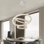 Lustra LED suspendata cu telecomanda si cristal CAYDEN 200W, 3 Cercuri, lumina Rece/Calda/Neutra, Dimabila, Crom Lucios, Inaltime Reglabila - imagine 4