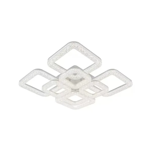 Lustra LED cu telecomanda si cristal ATLANTA, 96W, 8 Patrate, lumina Rece/Calda/Neutra, Dimabila, Alb