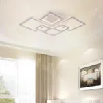 Lustra LED cu telecomanda si cristal QUADRIS RGB 175W, 6 Patrate, Lumina Rece/Calda/Neutra, Dimabila, Alb - imagine 2