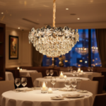 Candelabru Cristal JARDIN Eleganza 9xE14, Diametru 50cm, Inaltime 30cm, Auriu Lucios, Inaltime Reglabila, Design Elegant - imagine 4