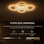 Lustra LED cu telecomanda BETTY 82W, 6 Cercuri, lumina Rece/Calda/Neutra, Dimabila, Alb - imagine 4