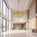Candelabru Cristal JARDIN Regalis 24xE14, Diametru 80cm, Inaltime 40cm, Auriu Lucios, Inaltime Reglabila, Design Elegant - imagine 2