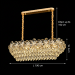 Candelabru Cristal JARDIN Supremo 12xE14, Dimensiune 100x35 cm, Inaltime 35 cm, Auriu Lucios, Inaltime Reglabila, Design Elegant - imagine 4