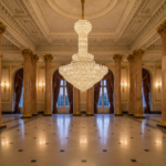 Candelabru Cristal PALAIS Grande 65xE14, Diametru 150cm, Inaltime 240cm, Auriu Lucios, Inaltime Reglabila, Design Elegant - imagine 4