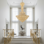 Candelabru Cristal PALAIS Grande 65xE14, Diametru 150cm, Inaltime 240cm, Auriu Lucios, Inaltime Reglabila, Design Elegant - imagine 2