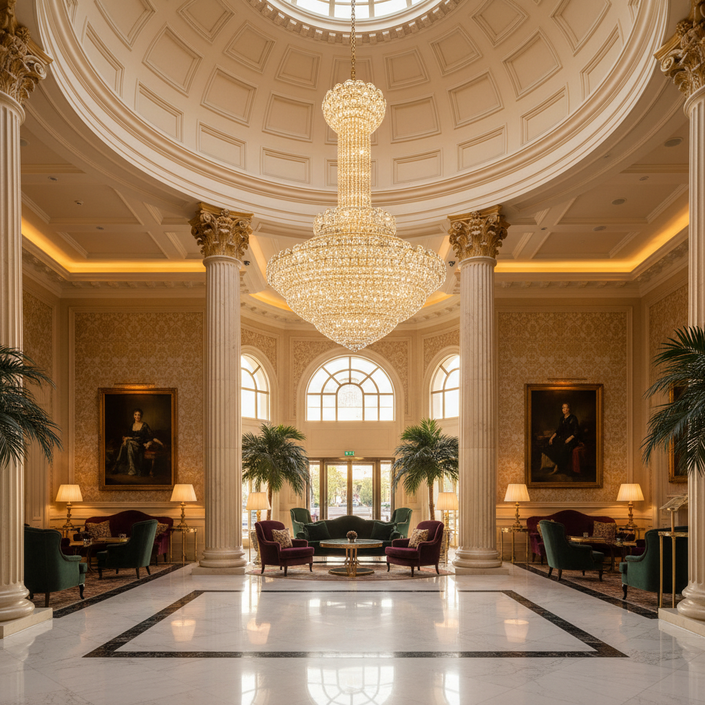 ChatGPTImage4mai2026_17_48_27_ed3b5975-0e1b-4edb-88f9-465fc8776453 Candelabru Cristal PALAIS Supremo 34xE14, Diametru 100cm, Inaltime 170cm, Auriu Lucios, Inaltime Reglabila, Design Elegant - imagine 1