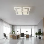 Lustra LED cu telecomanda SUSAN 96W, 4 Patrate, lumina Rece/Calda/Neutra, Dimabila, Alb - imagine 2