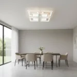 Lustra LED cu telecomanda SUSAN 96W, 4 Patrate, lumina Rece/Calda/Neutra, Dimabila, Alb - imagine 4