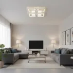 Lustra LED cu telecomanda SUSAN 96W, 4 Patrate, lumina Rece/Calda/Neutra, Dimabila, Alb - imagine 3