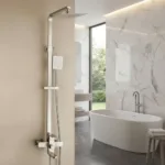 SET Coloana de dus cu baterie, Inox, para patrata, efect ploaie, 3 functii, montare pe perete, Satinat, Accesorii Incluse, LY005 - imagine 3