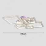 Lustra LED cu telecomanda si cristal NOVA RHOMBA RGB 168W, 6 Patrate, lumina Rece/Calda/Neutra, Dimabila, Crom Lucios - imagine 4