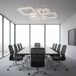 Lustra LED cu telecomanda si cristal NOVA RHOMBA RGB 168W, 6 Patrate, lumina Rece/Calda/Neutra, Dimabila, Crom Lucios - imagine 3