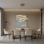 Lustra LED suspendata cu telecomanda CHRISTINE, 41W, 2 Cercuri, lumina Rece/Calda/Neutra, Dimabila, Auriu Lucios, Inaltime Reglabila - imagine 2