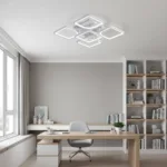 Lustra LED cu telecomanda ZOE 70W, 5 Patrate, lumina Rece/Calda/Neutra, Dimabila, Alb - imagine 3