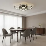 Lustra LED cu telecomanda si cristal NOVA ROTONDA RGB 145W, 6 Cercuri, lumina Rece/Calda/Neutra, Dimabila, Negru - imagine 3